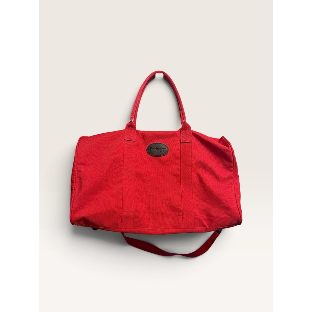 Vintage Burberrys Perfumes Red Canvas Travel Duffel Bag